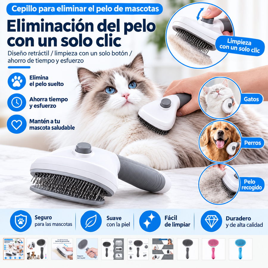 Cepillo auto limpiante para mascotas