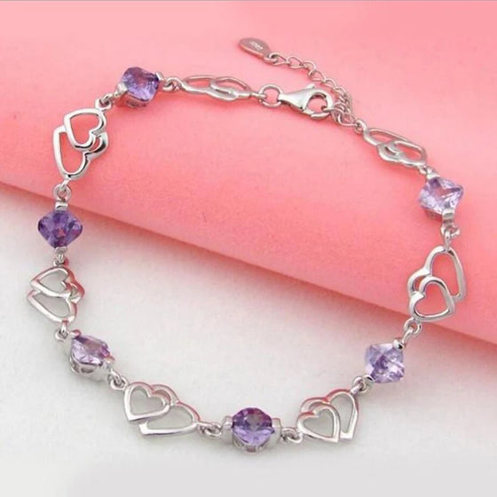 Pulsera Corazón Violeta de cadena