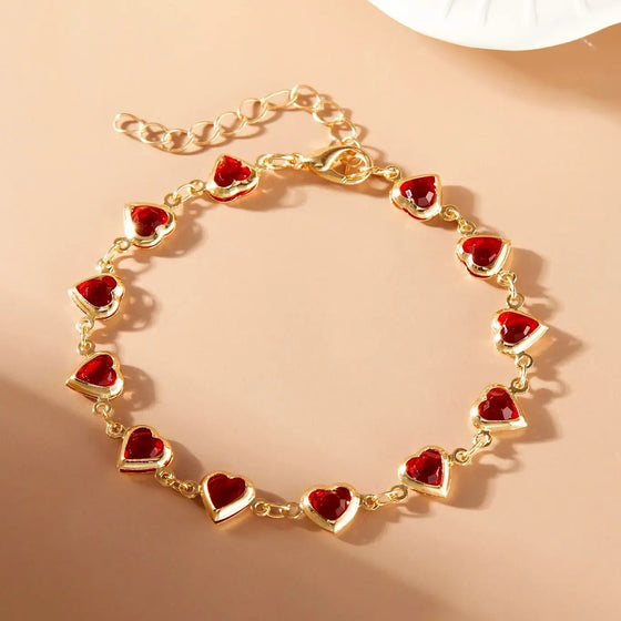 Pulsera de corazones con cristales