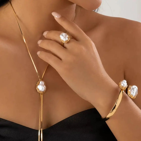 Conjunto de perlas efecto barroco