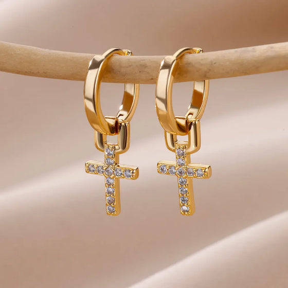 Pendientes colgantes de cruz