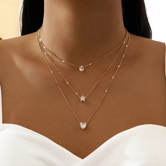 Collar de capas con circonita